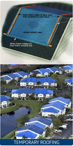 Residential Restorations Storm Damage Roof Tarpings Temporary Roofing